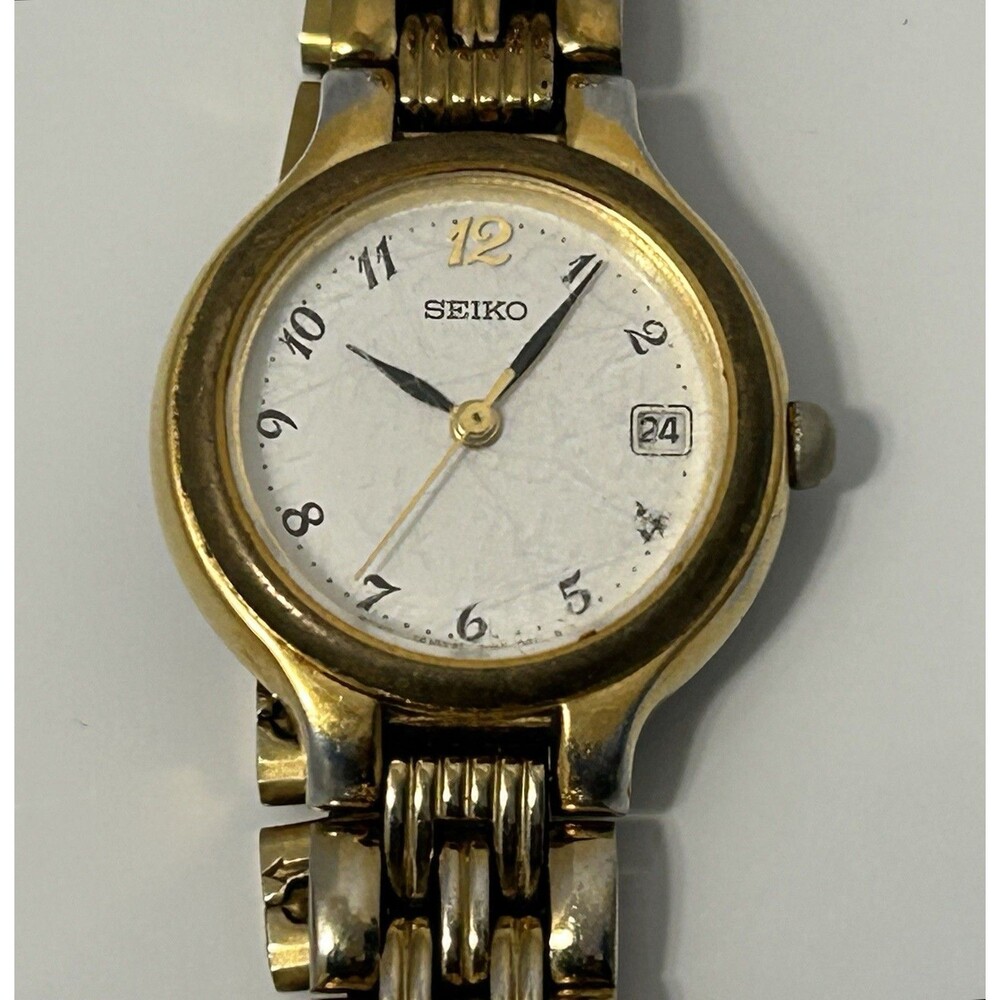 Seiko Womens Watch White Dial Gold Tone As Is / Untested